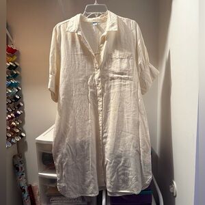 Off white Linen Button Up Dress